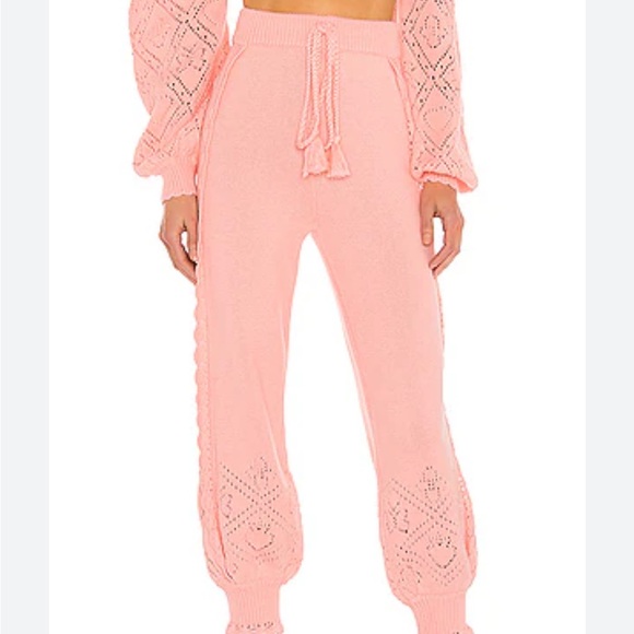 Loveshackfancy Tomaso Hoodie Nyla Jogger Set Peach Melba Knit Sweater  $495 - Picture 4 of 8